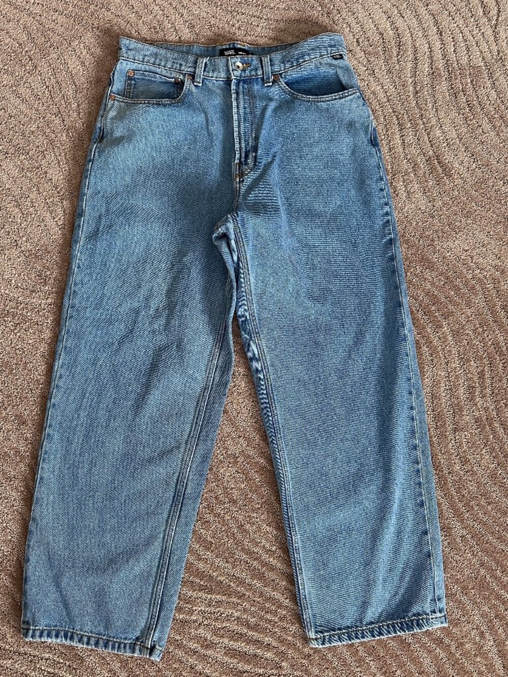 Mens Vans Check-5 Baggy Denim Jeans, Light Wash, Size 33